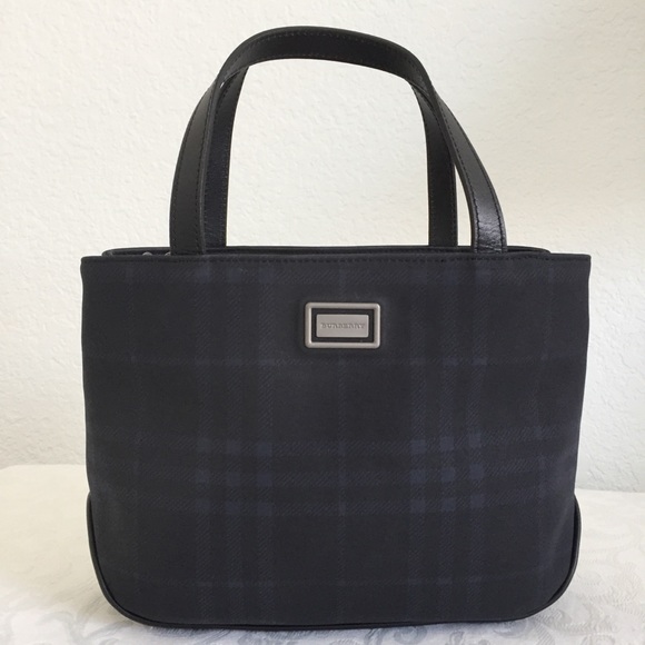 Burberry black navy small check tote - Picture 1 of 10